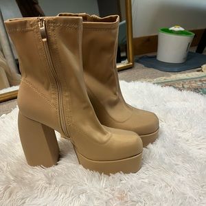 Tan Platform boots